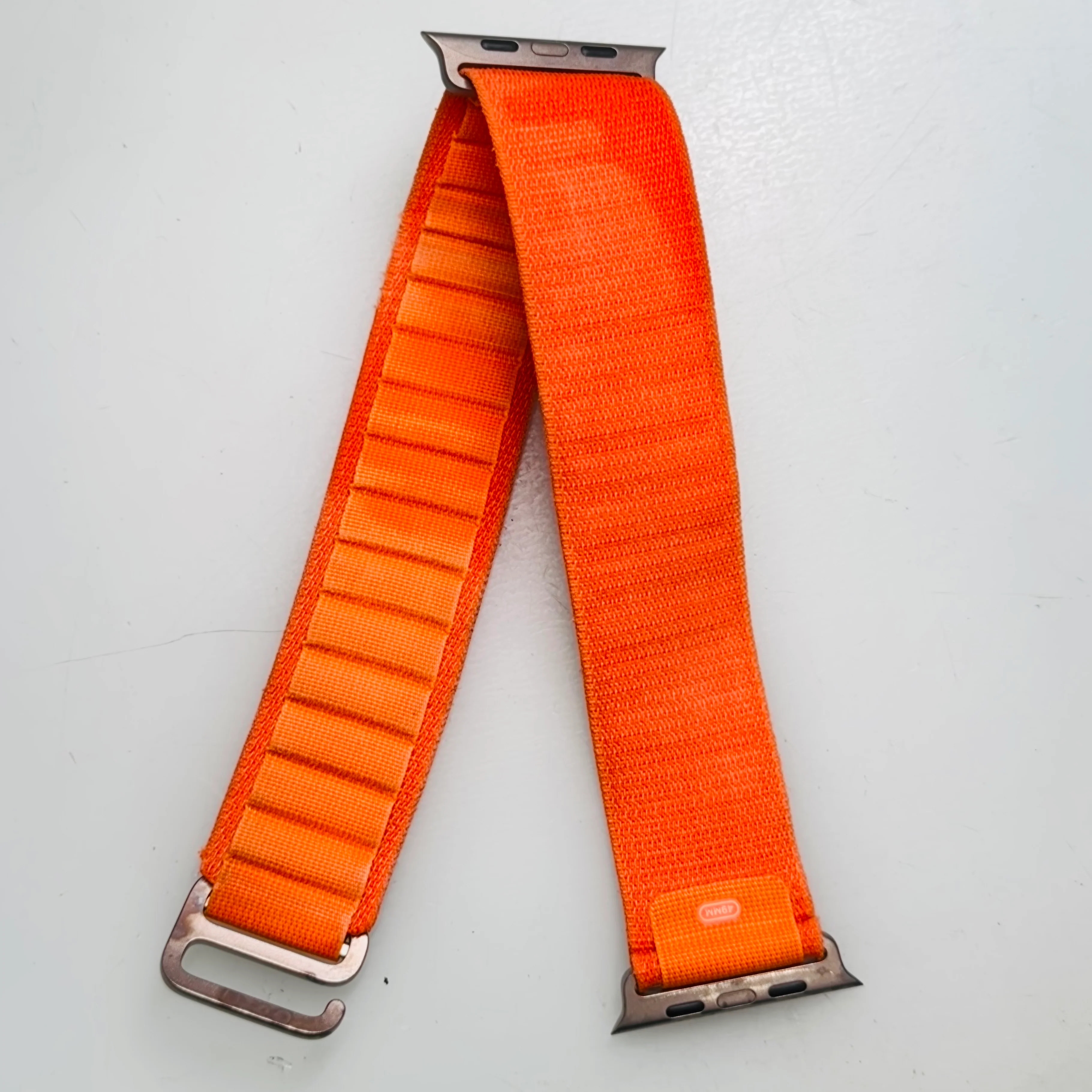 Apple 49mm Orange Alpine Loop Watch Band - Large - Natural Titanium