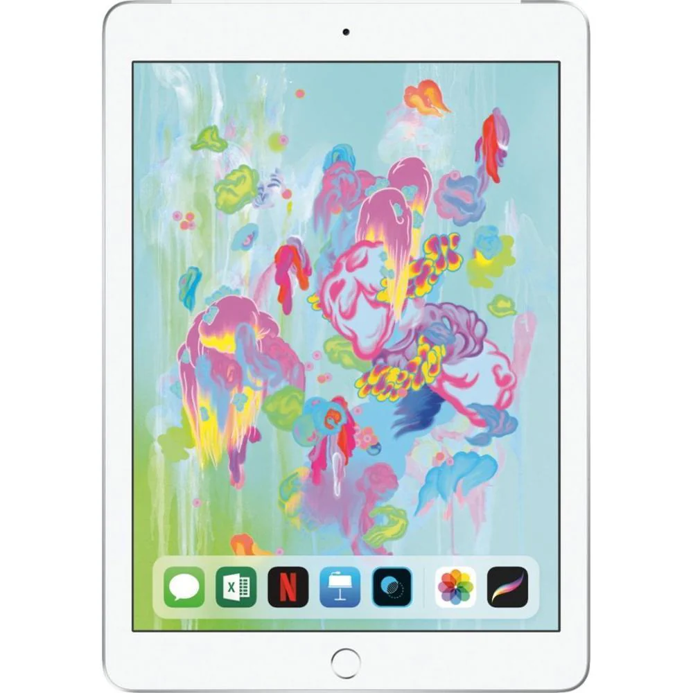 Apple iPad 6th Gen 128GB Wi-Fi + 4G Unlocked Silver Pristine