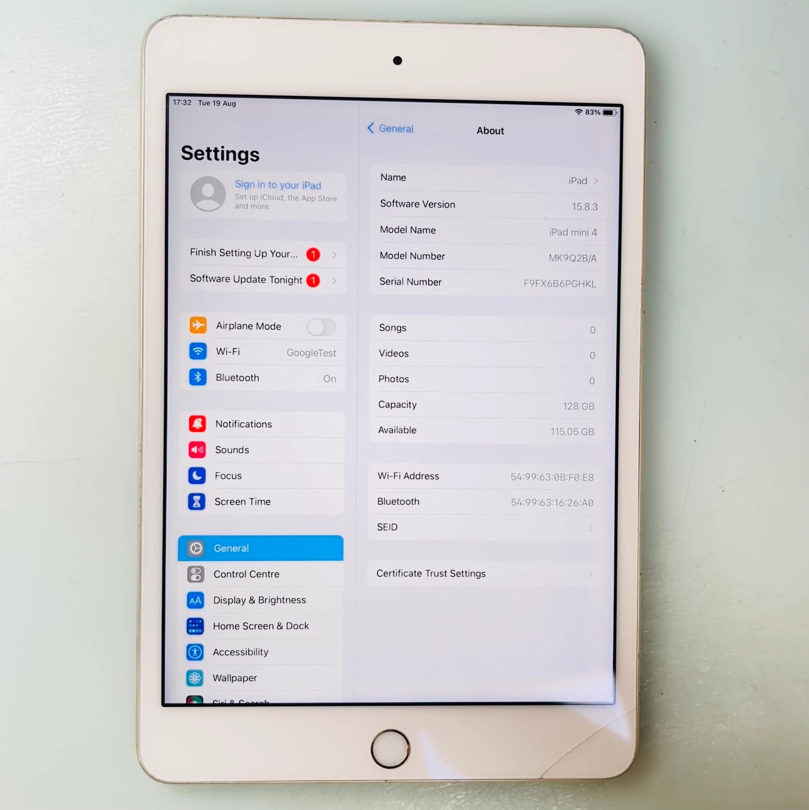 Apple iPad Mini 4 128GB Gold Wi-Fi (READ DESCRIPTION) REF#ST4620 - Image 4
