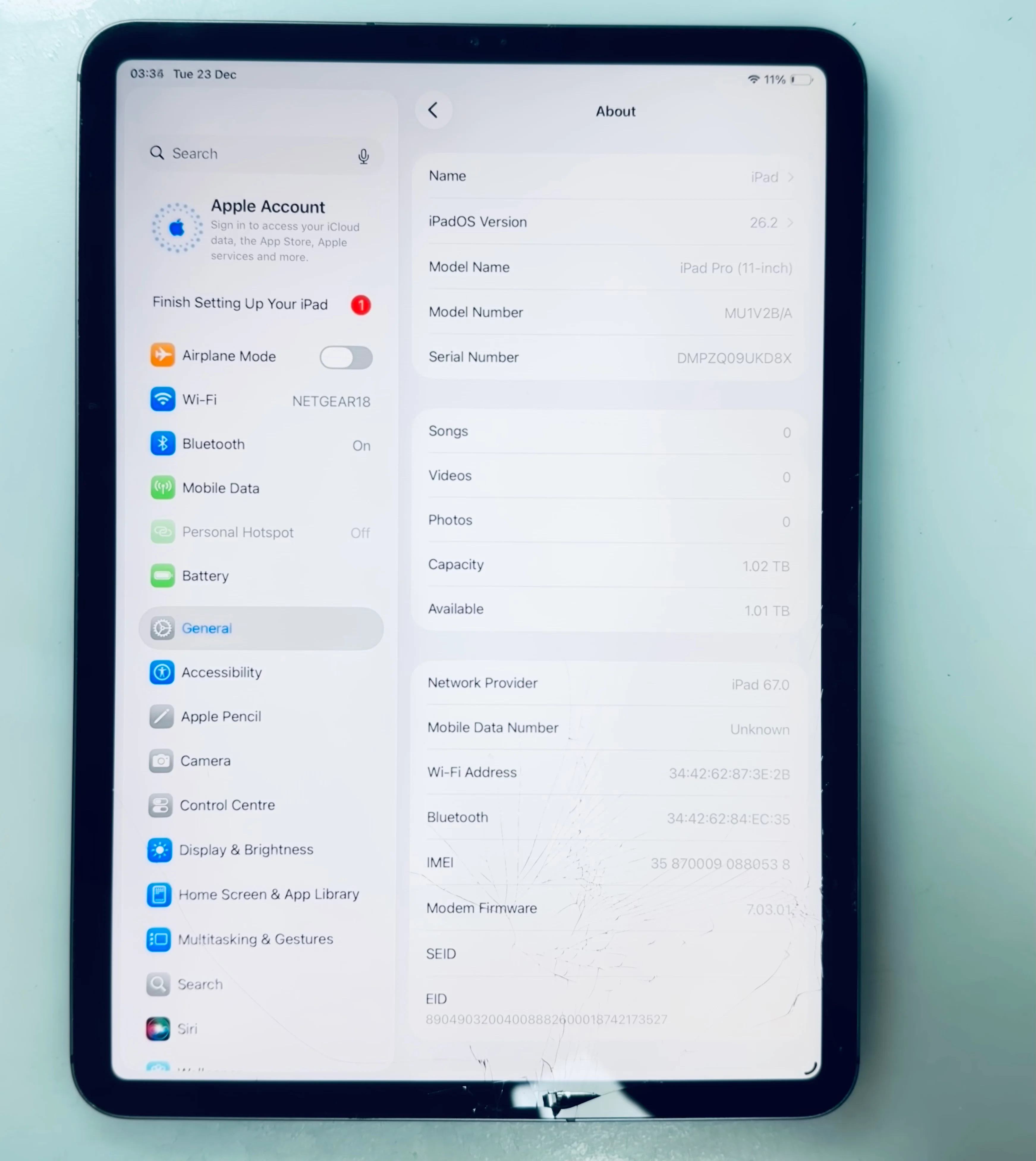 Apple iPad Pro 11" 1st Gen 1TB Unlocked Space Grey (READ DESCRIPTION) REF#84381 - Image 4