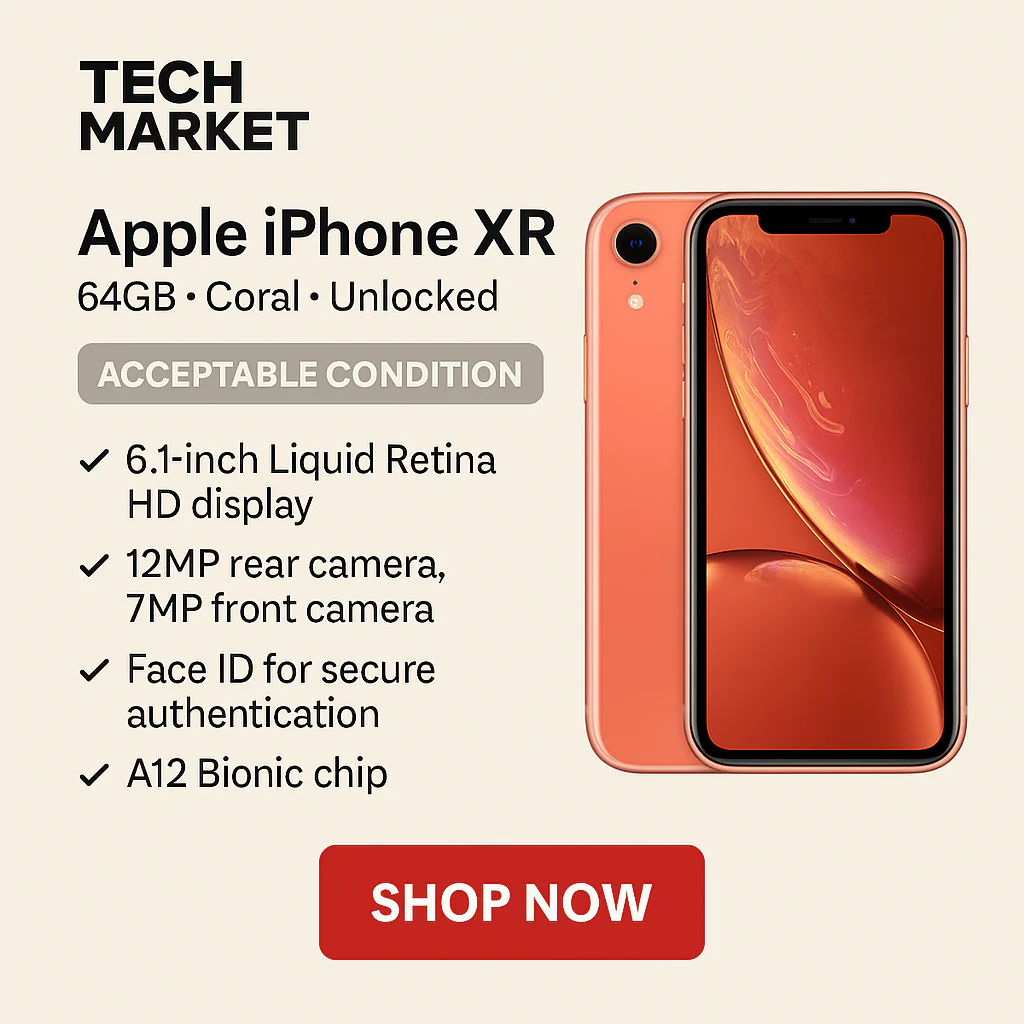 Apple iPhone XR 64GB Coral Unlocked Acceptable - Image 5