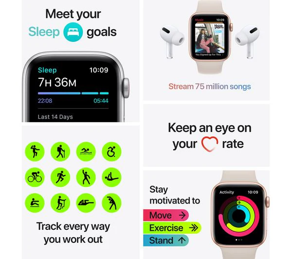 APPLE Watch SE 1 Cellular - Space Grey Aluminium with Midnight Sports Band, 44mm - Good - Image 6