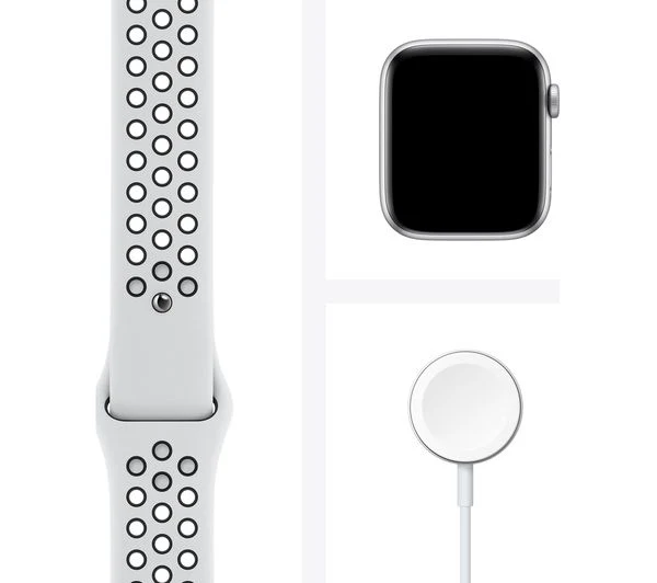 APPLE Watch SE 1st Gen GPS - Silver with Pure Platinum & Black Nike Sports Band, 44mm - Very Good - Image 2
