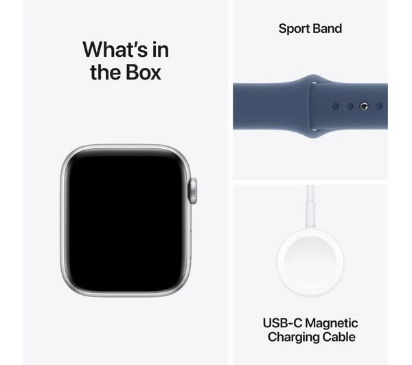 APPLE Watch SE 2 - 44mm Silver Aluminium Case with Denim Sport Band, M/L - Pristine - Image 7