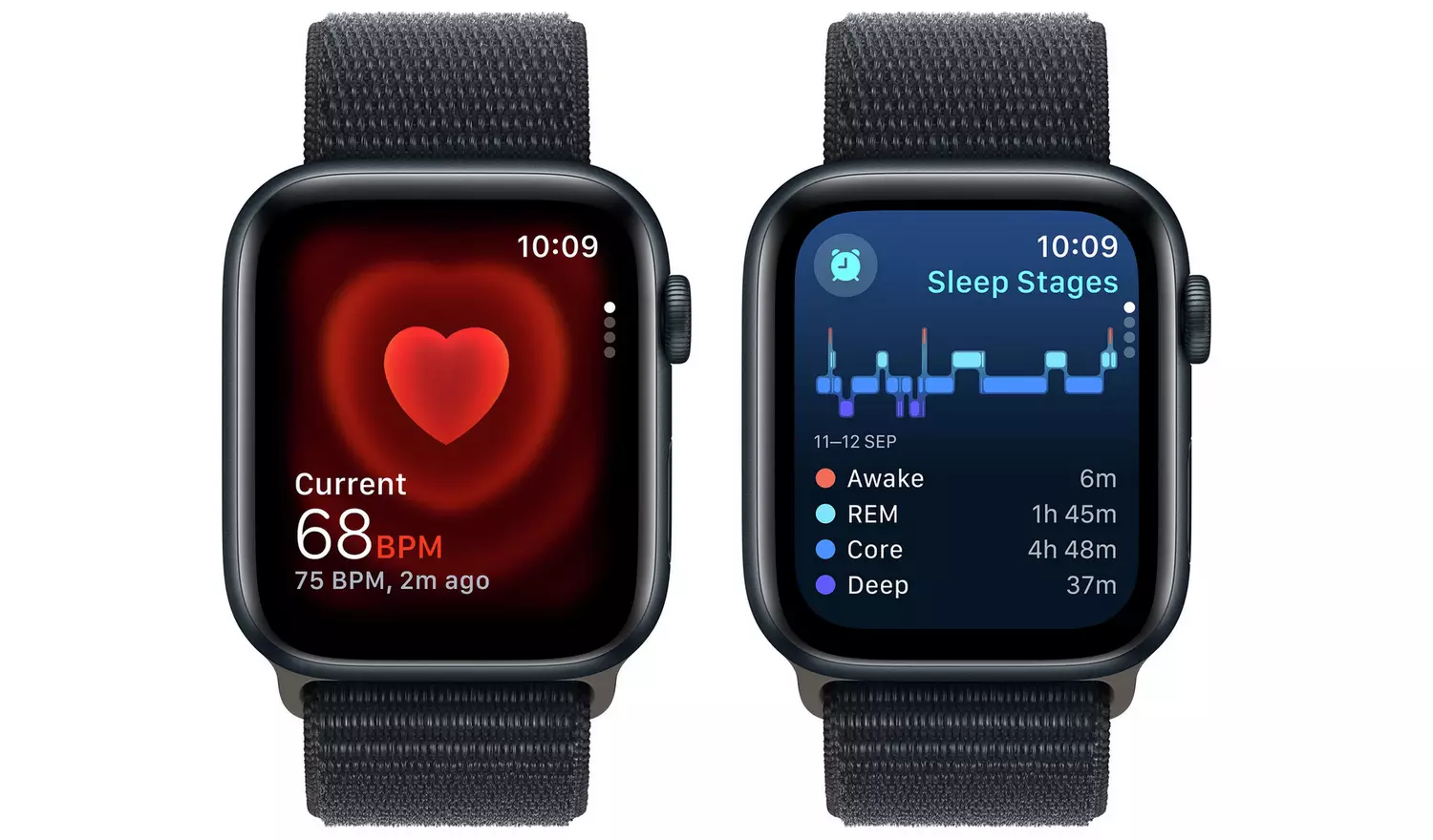 Apple Watch SE 2 GPS, 44mm Midnight Aluminium Case with Midnight Sport Loop - Very Good - Image 5