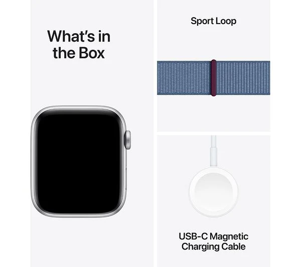 APPLE Watch SE (2023) - 44 mm Silver Aluminium Case with Winter Blue Sport Loop - Pristine - Image 4