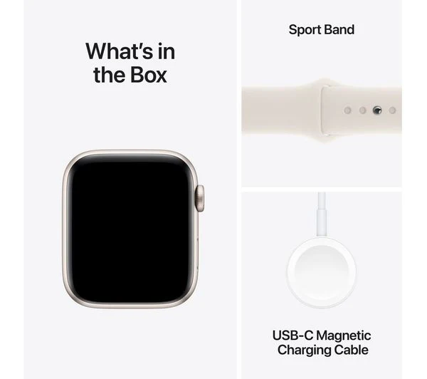 APPLE Watch SE - 44mm Starlight Aluminium Case with Starlight Sports Band, M/L - Pristine - Image 6