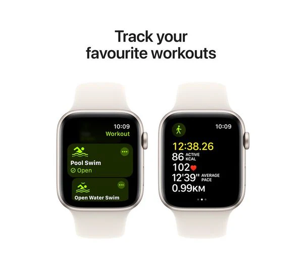 APPLE Watch SE - 44mm Starlight Aluminium Case with Starlight Sports Band, M/L - Pristine - Image 7