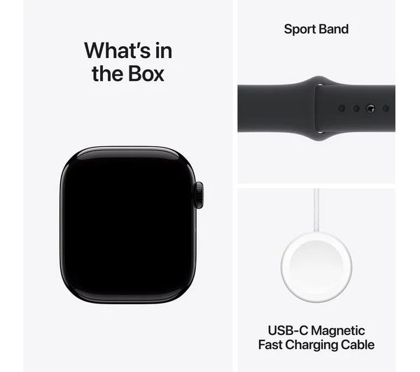 APPLE Watch Series 10 - 42mm Jet Black Aluminium Case with Black Sport Band, S/M - Acceptable - Image 9