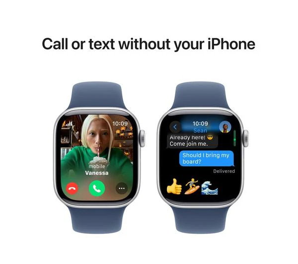 APPLE Watch Series 10 - 42mm Silver Aluminium Case with Denim Sport Band, M/L - Pristine - Image 4