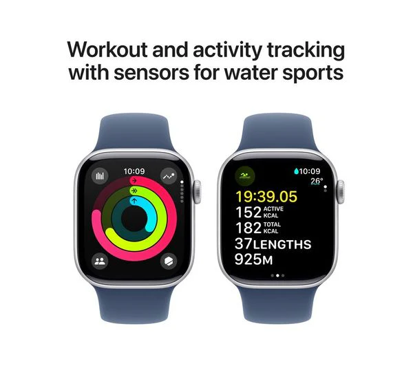 APPLE Watch Series 10 - 42mm Silver Aluminium Case with Denim Sport Band, M/L - Pristine - Image 6