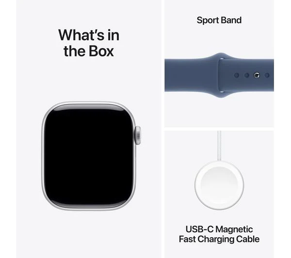 APPLE Watch Series 10 - 42mm Silver Aluminium Case with Denim Sport Band, M/L - Pristine - Image 9