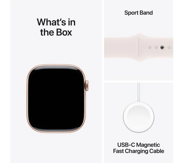 APPLE Watch Series 10 - 46mm Rose Gold Aluminium Case with Light Blush Sport Band, S/M - Pristine - Image 9