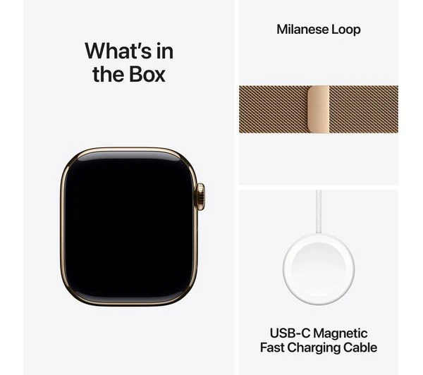 APPLE Watch Series 10 Cellular - 46mm Gold Titanium Case with Gold Milanese Loop - Pristine - Image 9