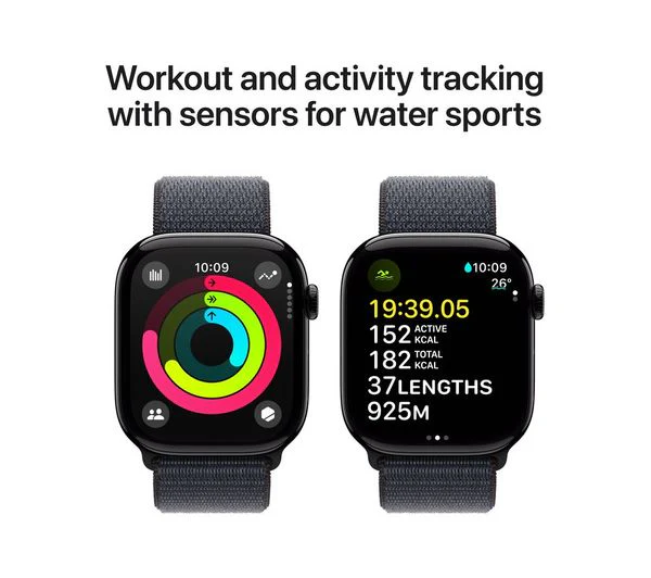 APPLE Watch Series 10 Cellular - 42mm Jet Black Aluminium Case with Ink Sport Loop - Good - Image 8
