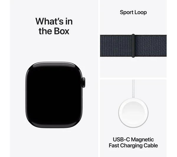 APPLE Watch Series 10 Cellular - 42mm Jet Black Aluminium Case with Ink Sport Loop - Good - Image 9