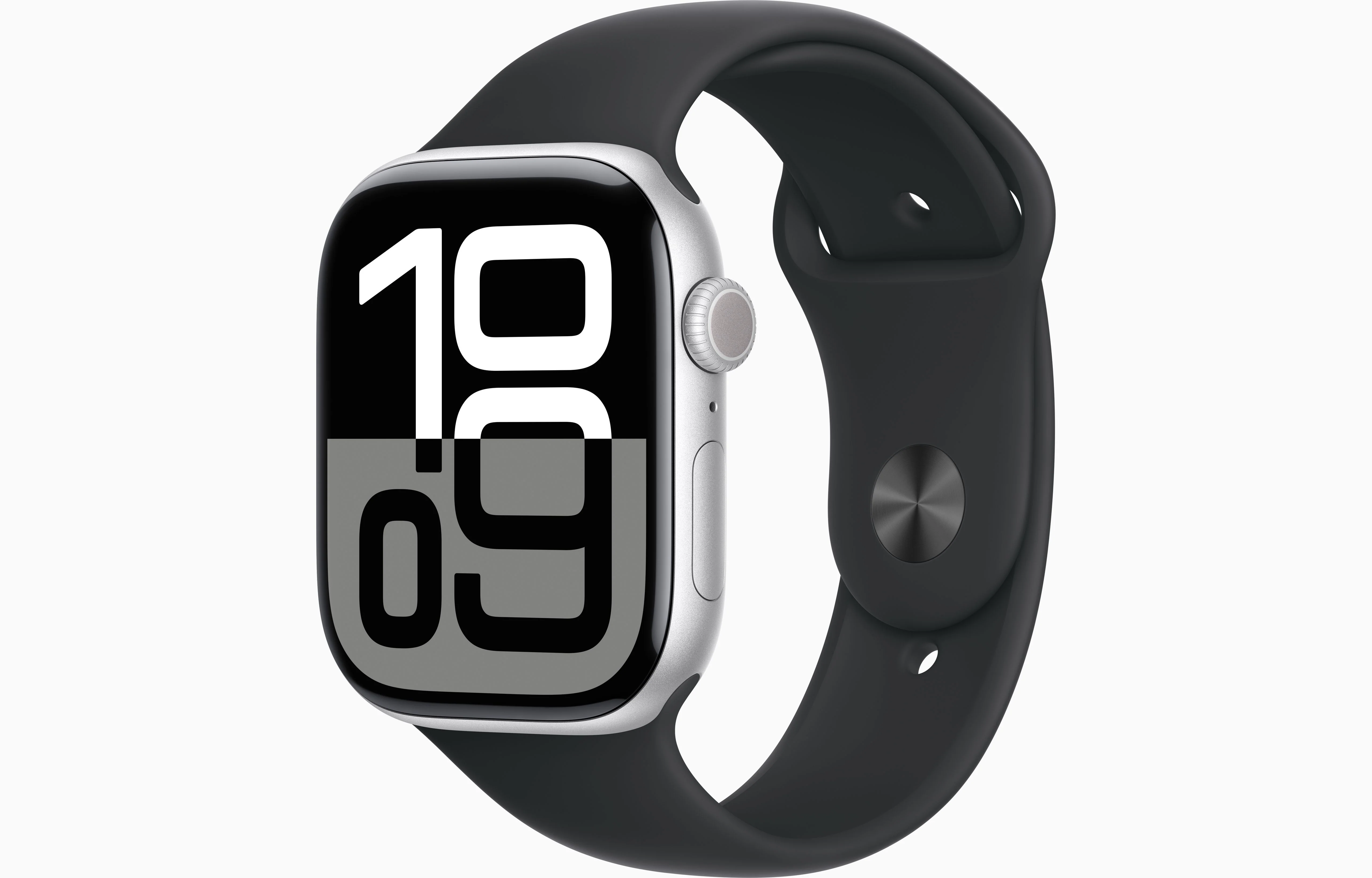 Apple Watch Series 10 GPS, 46mm Silver Aluminium Case with Black Sport Band - M/L - Pristine