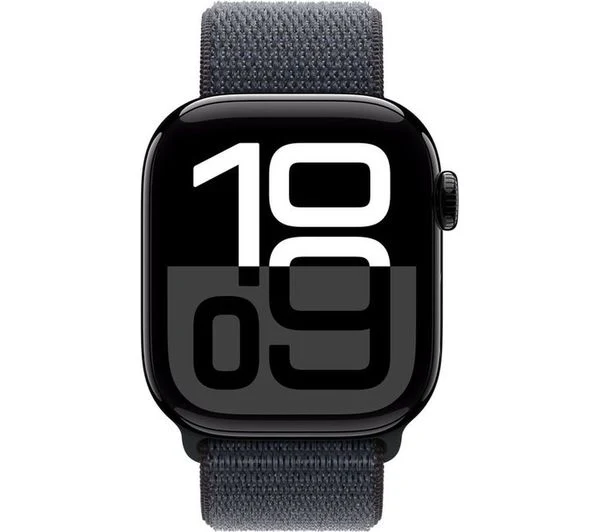 Apple Watch Series 10 GPS, 42mm Jet Black Aluminium Case with Ink Sport Loop - Acceptable (SCREEN POOR) - Image 2