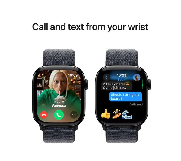 Apple Watch Series 10 GPS, 42mm Jet Black Aluminium Case with Ink Sport Loop - Acceptable (SCREEN POOR) - Image 3