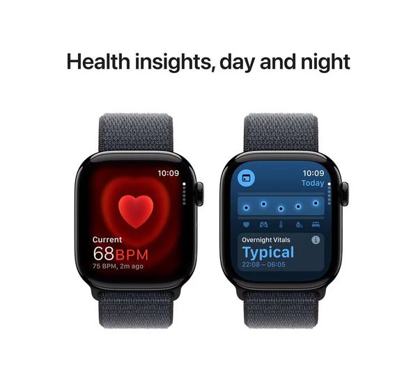 Apple Watch Series 10 GPS, 42mm Jet Black Aluminium Case with Ink Sport Loop - Acceptable (SCREEN POOR) - Image 6