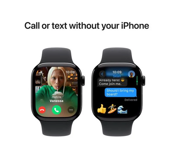 Apple Watch Series 10 GPS + Cellular, 42mm Jet Black Aluminium Case with Black Sport Band - M/L - Acceptable - Image 4