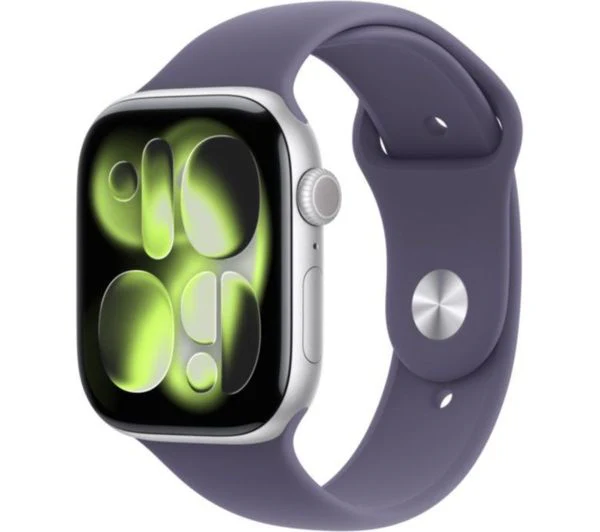 APPLE Watch Series 11 Cellular - 46mm Silver Aluminium Case with Purple Fog Sport Band, M/L - Pristine