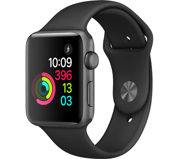 APPLE Watch Series 2 - Space Grey & Black Sports Band, 42mm - Acceptable