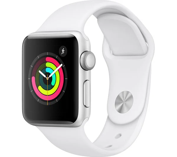 APPLE Watch Series 3 - Silver & White Sports Band, 38mm - Acceptable