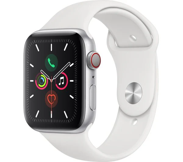 APPLE Watch Series 5 Cellular - Silver Aluminium with White Sports Band, 40mm - Acceptable