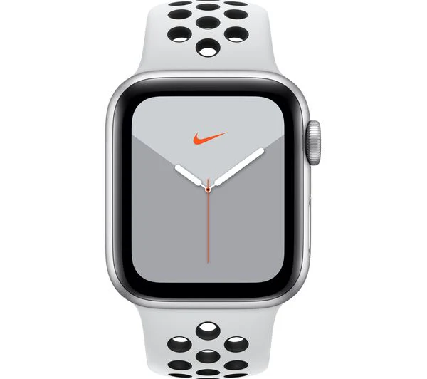 APPLE Watch Series 5 GPS - Silver with Pure Platinum & Black Nike Sports Band, 40mm - Acceptable - Image 2