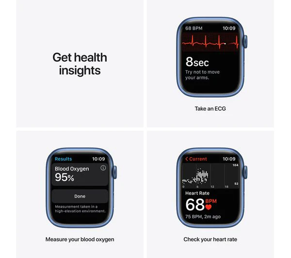 APPLE Watch Series 7 Cellular 4G - Blue Aluminium with Abyss Blue Sports Band, 45mm - Good - Image 4