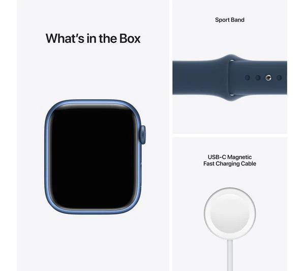APPLE Watch Series 7 Cellular 4G - Blue Aluminium with Abyss Blue Sports Band, 45mm - Good - Image 9
