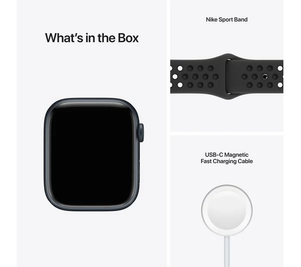 APPLE Watch Series 7 Cellular 4G - Midnight Aluminium with Anthracite & Black Nike Sport Band, 45mm - Good - Image 9