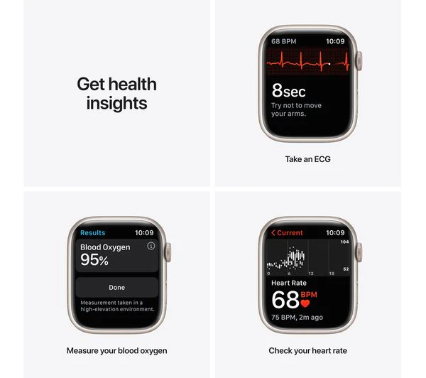 APPLE Watch Series 7 Cellular 4G - Starlight Aluminium with Starlight Sport Band, 45mm - Acceptable - Image 5