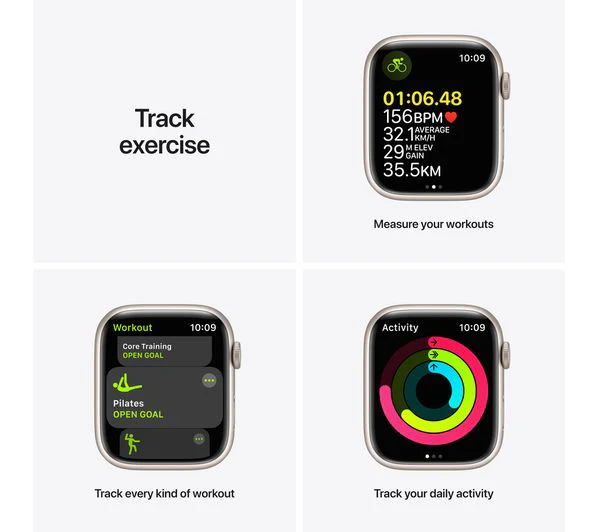 APPLE Watch Series 7 Cellular 4G - Starlight Aluminium with Starlight Sport Band, 45mm - Acceptable - Image 6