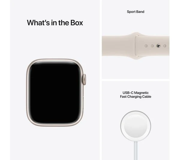 APPLE Watch Series 7 Cellular 4G - Starlight Aluminium with Starlight Sport Band, 45mm - Acceptable - Image 9