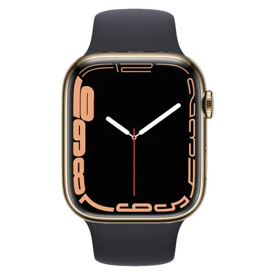 Apple Watch Series 7 GPS + Cellular - Gold Stainless Steel with Midnight Sport Band, 45mm - Very Good - Image 2