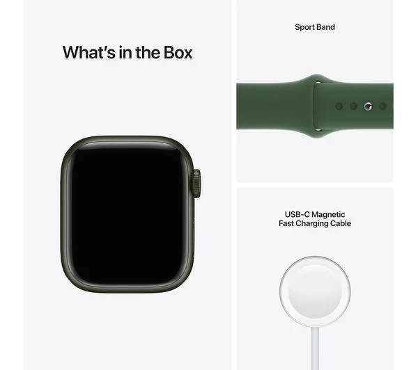 APPLE Watch Series 7 GPS - Green Aluminium with Clover Sports Band, 41mm - Acceptable - Image 5