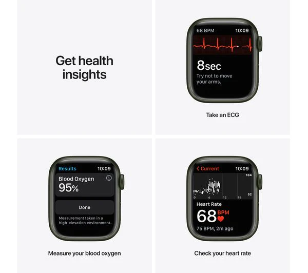 APPLE Watch Series 7 GPS - Green Aluminium with Clover Sports Band, 41mm - Acceptable - Image 6