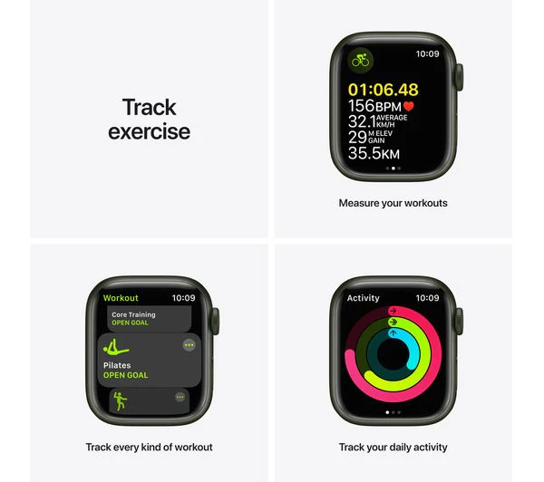 APPLE Watch Series 7 GPS - Green Aluminium with Clover Sports Band, 41mm - Acceptable - Image 7