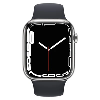 Apple Watch Series 7 GPS + Cellular - Silver Stainless Steel with Midnight Sport Band, 41mm - Pristine - Image 2