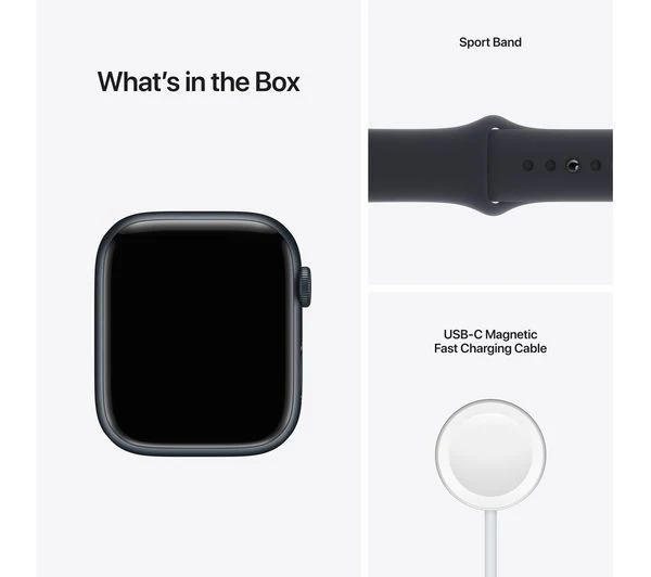 Apple Watch Series 7 GPS + Cellular - Stainless Steel with Midnight Sport Band, 45mm - Acceptable - Image 6