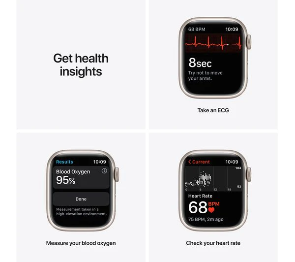 Apple Watch Series 7 GPS + Cellular - Starlight Aluminium with Starlight Sport Band - 45mm - Acceptable - Image 6