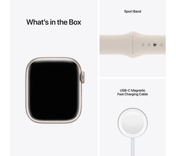 Apple Watch Series 7 GPS + Cellular - Starlight Aluminium with Starlight Sport Band - 45mm - Acceptable - Image 9