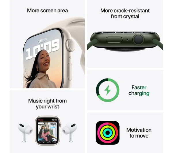 APPLE Watch Series 7 - Starlight Aluminium with Starlight Sports Band, 41mm - Good - Image 4