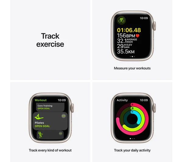 APPLE Watch Series 7 - Starlight Aluminium with Starlight Sports Band, 41mm - Good - Image 6