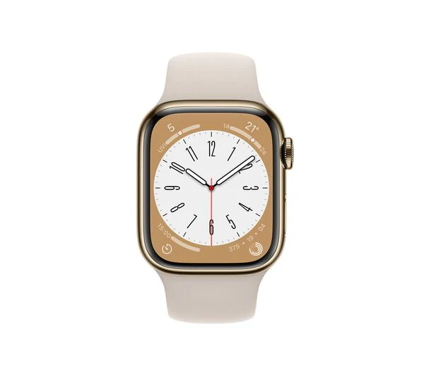 APPLE Watch Series 8 Cellular - Gold Stainless Steel with Starlight Sports Band, 41mm - Pristine - Image 2