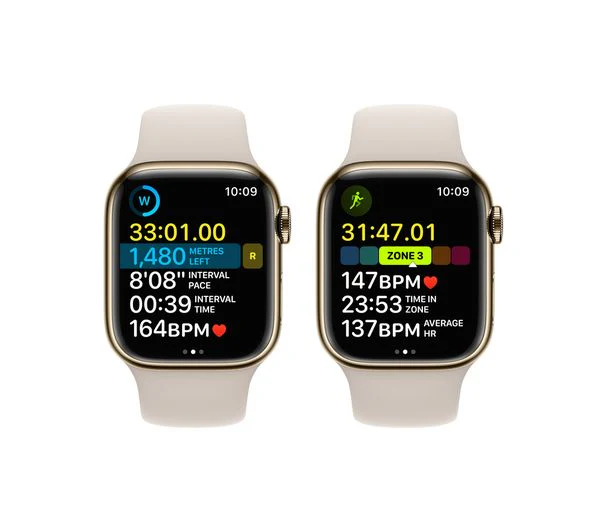 APPLE Watch Series 8 Cellular - Gold Stainless Steel with Starlight Sports Band, 41mm - Pristine - Image 8