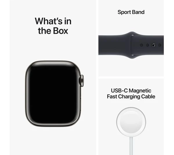 APPLE Watch Series 8 Cellular - Graphite with Midnight Sports Band, 41mm - Very Good - Image 10