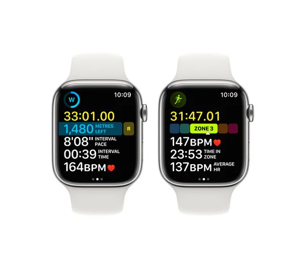 APPLE Watch Series 8 Cellular - Silver Stainless Steel with White Sports Band, 45mm - Very Good - Image 6